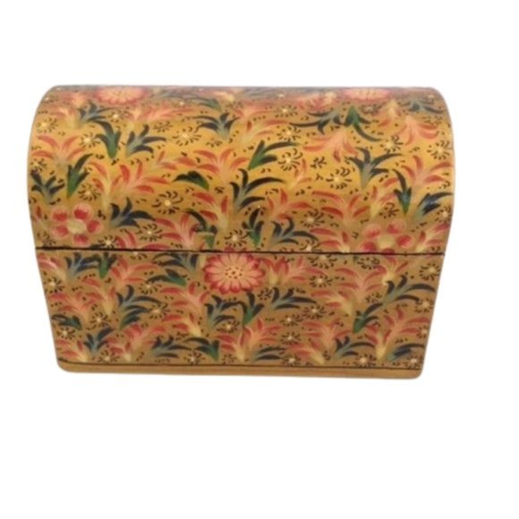 Other - Lacquered Wooden Box India Trinket Jewelry Floral Box‎